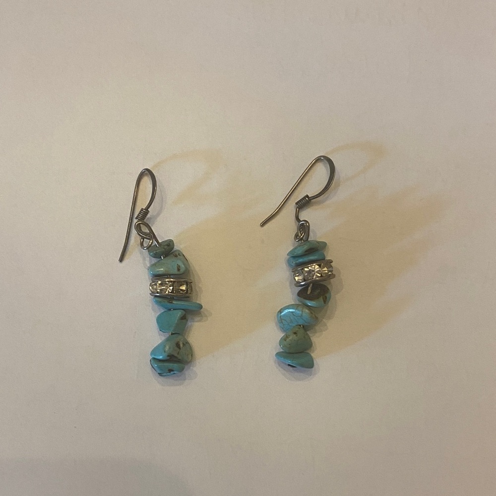 Premier Designs Turquoise Nugget and Silver Earrings